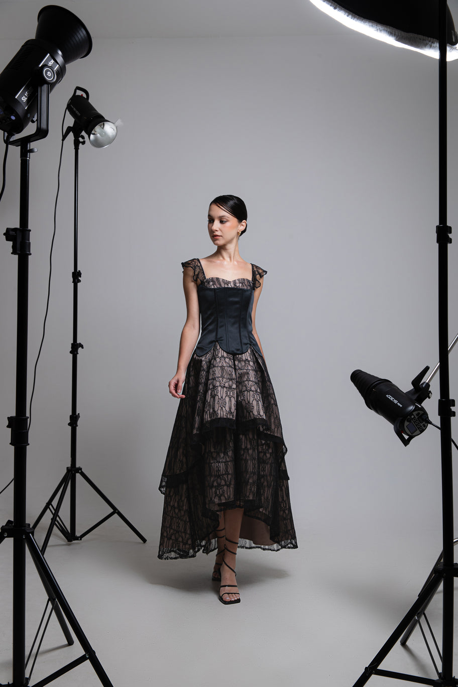 COMA LABEL - Elsie Corset Midi Dress